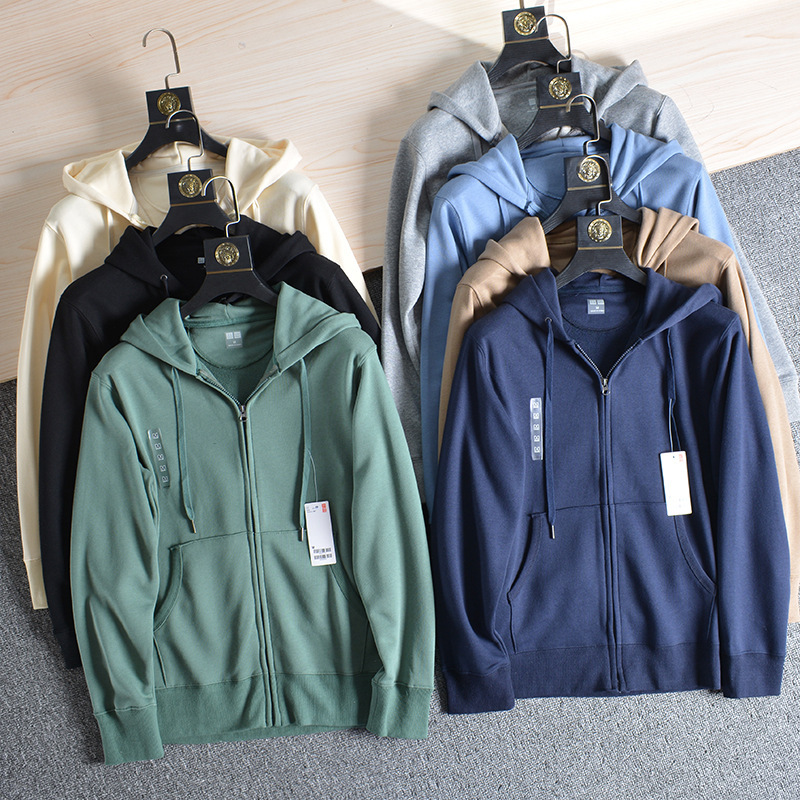 Same Style! Retail Price 399! High-Weight Terry Fabric! Men's Spring and Autumn Hooded Casual Solid Color Zip-Up Sweatshirt Jacket Same Style! Retail Price 399! High-Weight Terry Fabric! Men's Spring and Autumn Hooded Casual Solid Color Zip-Up Sweatshirt Jacket