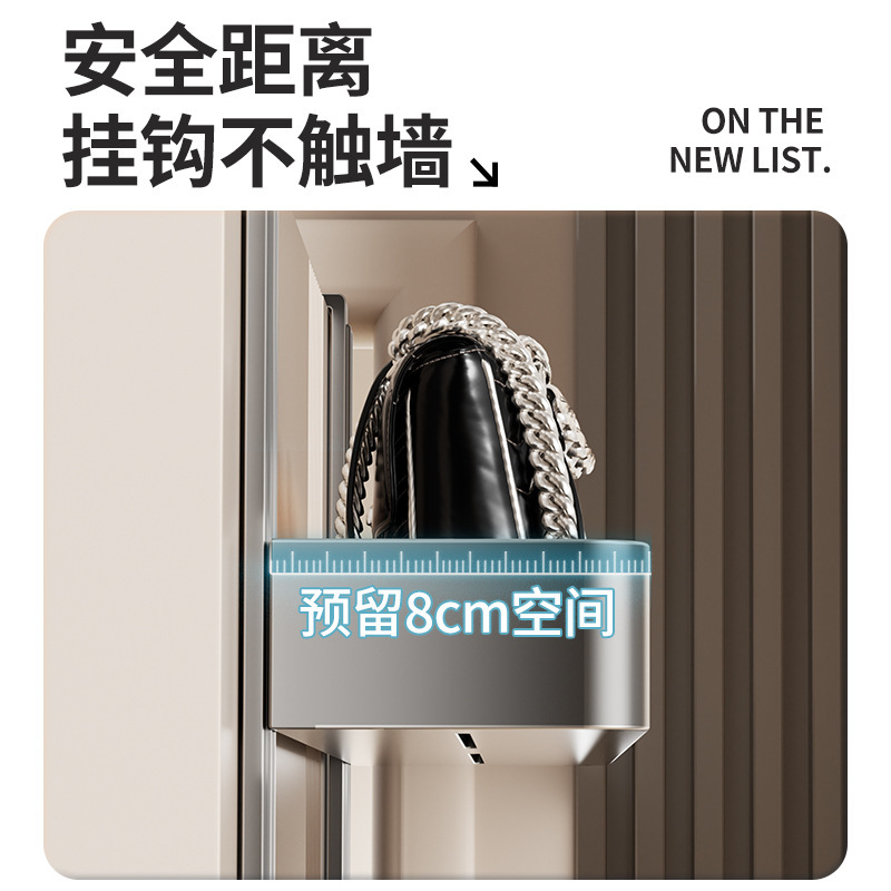 门后双层挂衣架免打孔卧室门上挂钩门背式衣帽架门后收纳架置物架|undefined