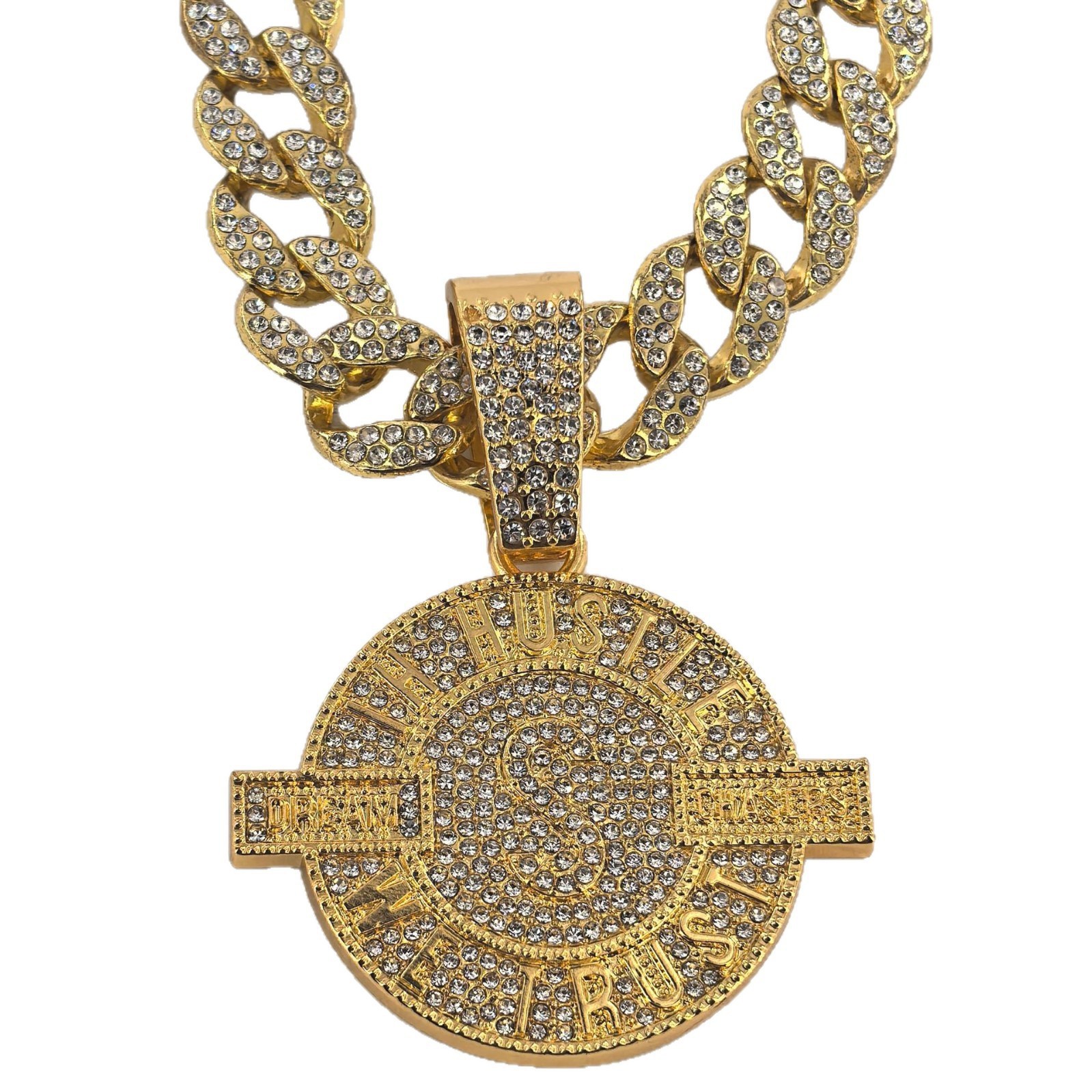Collar de colgante para hombres europeos y estadounidenses estilo hip-hop popular cubano lleno de diamantes letras de aleación colgante joyería al por mayor