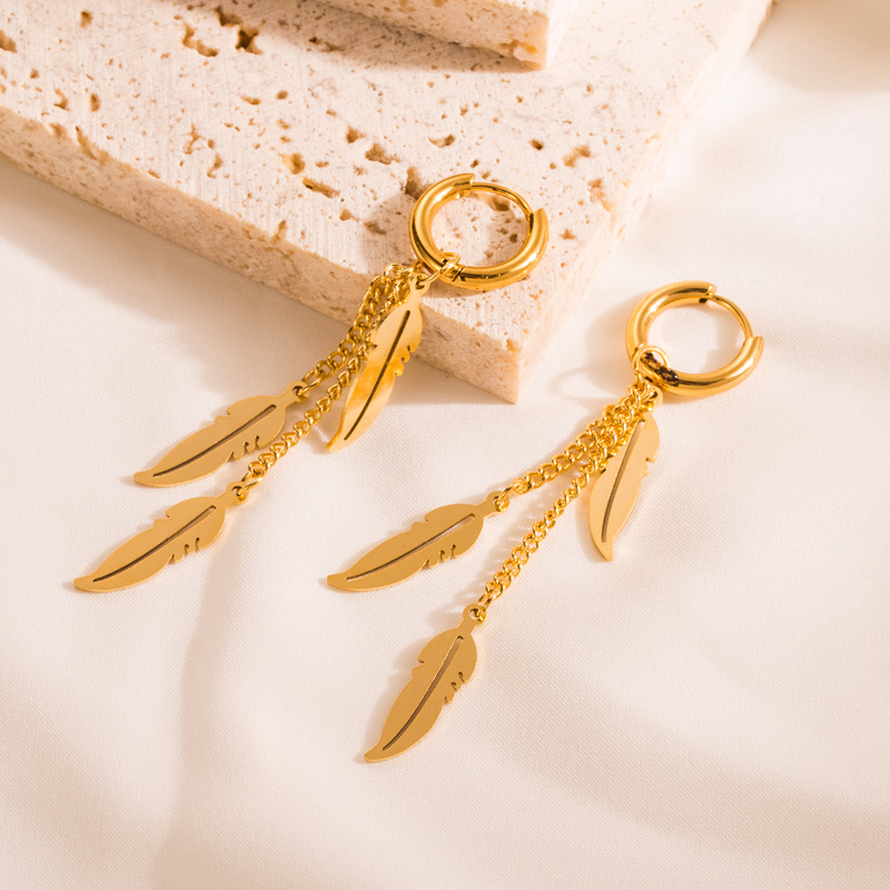 Fashion Heart Shape Titanium Steel Plating Drop Earrings 1 Pair