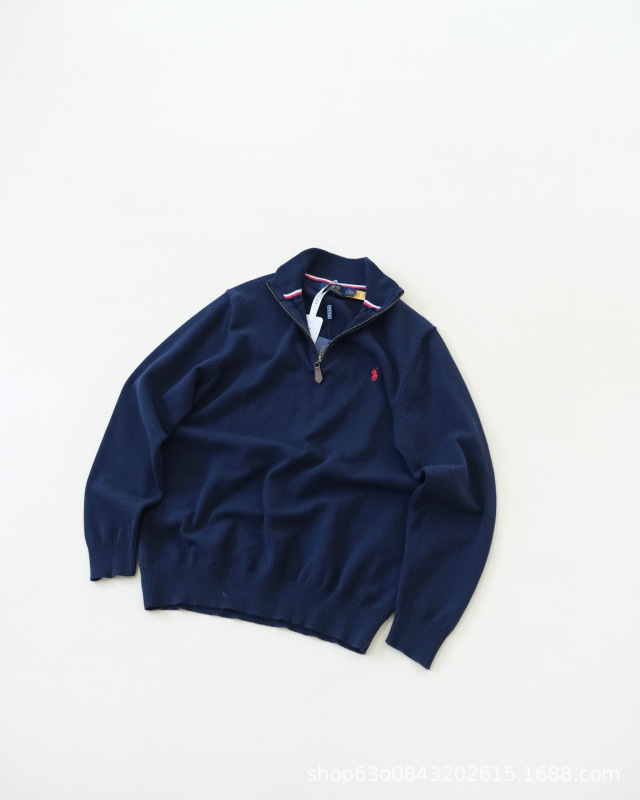 原厂高品质Ralph@拉夫25ss小马标刺绣半拉链立领针织衫男女款毛衣|undefined