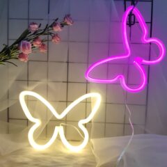 Led国境を越えた新しい蝶ネオンの壁に寝室の飾りをつけて夜の明かりを飾って雰囲気のネオンinsを配置する