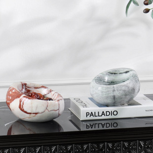 Modern Light Luxury High-end Natural Marble Bird's Nest Vintage Fruit Plate Storage Plate Soft Art Decoration