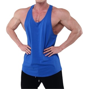Trendy men's sports vest men's fashion brand summer solid color all-match sleeveless I-shaped running training clothes fitness clothes