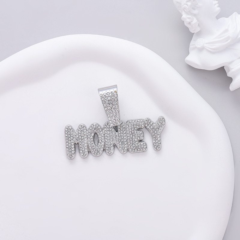Nicho para hombres aleación ecológica hip-hop calles viento lleno de letras de cadena MONEY personalidad masculina collar cubano