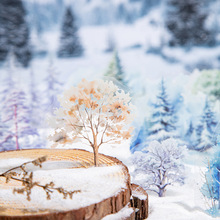 美好的一天冬季树木造景PET贴纸雪中树影系列手帐DIY装饰拼贴素材