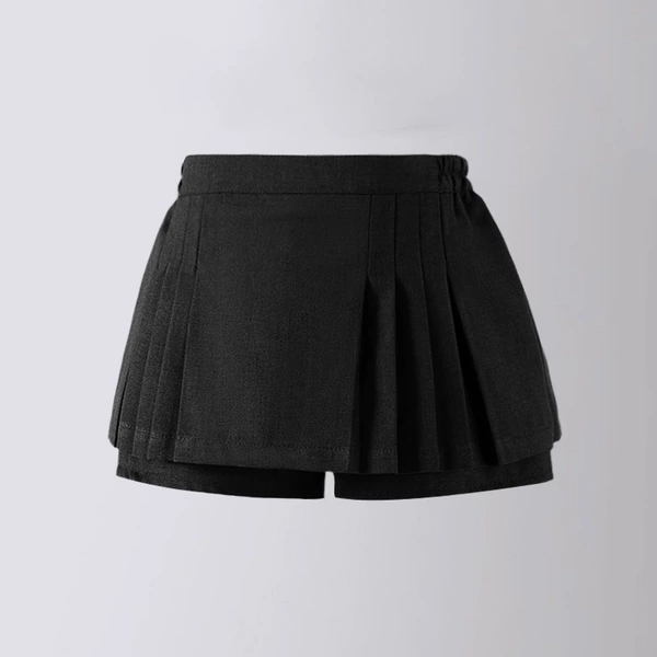 Black 25009 ten-pleat striped skirt