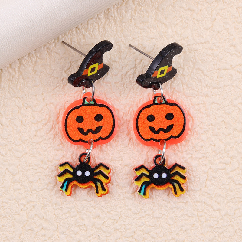 クロスボーダーハロウィン要素クリエイティブイヤリングコントラストカラーゴーストアクリルイヤリングファッショナブルでクールなイヤリングイヤリング女性用|undefined