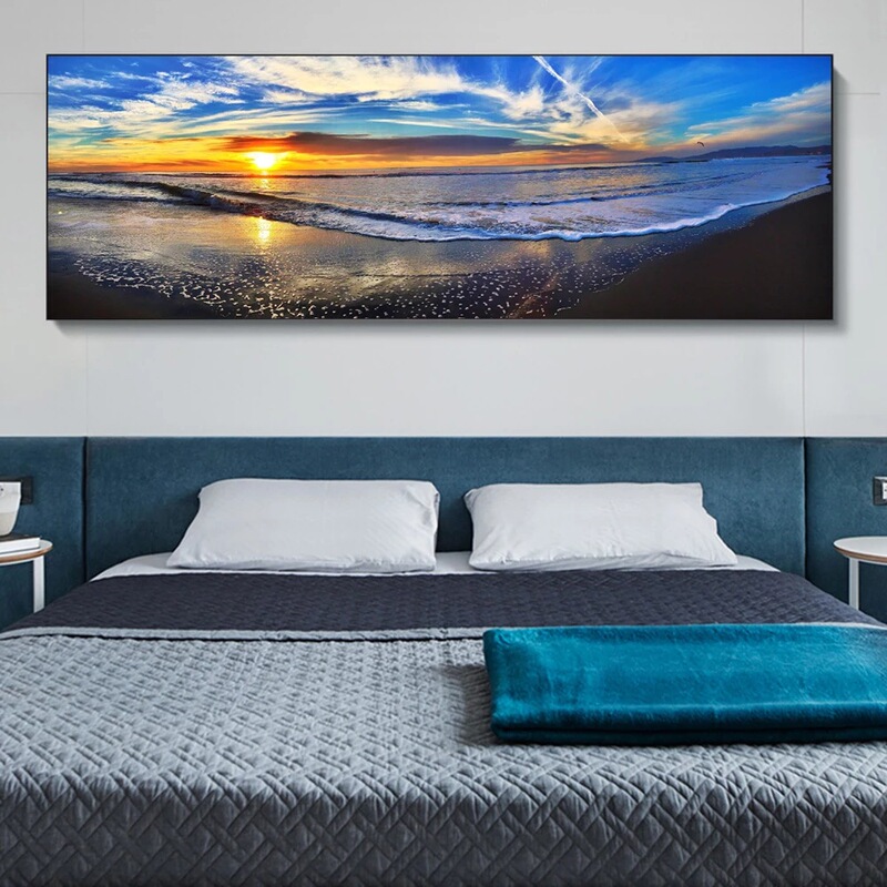 Modern Simple Single Beach Sunrise Sunset Spray Painting Creative Sofa Background Wall Decorative Painting Hanging Painting Oil Painting