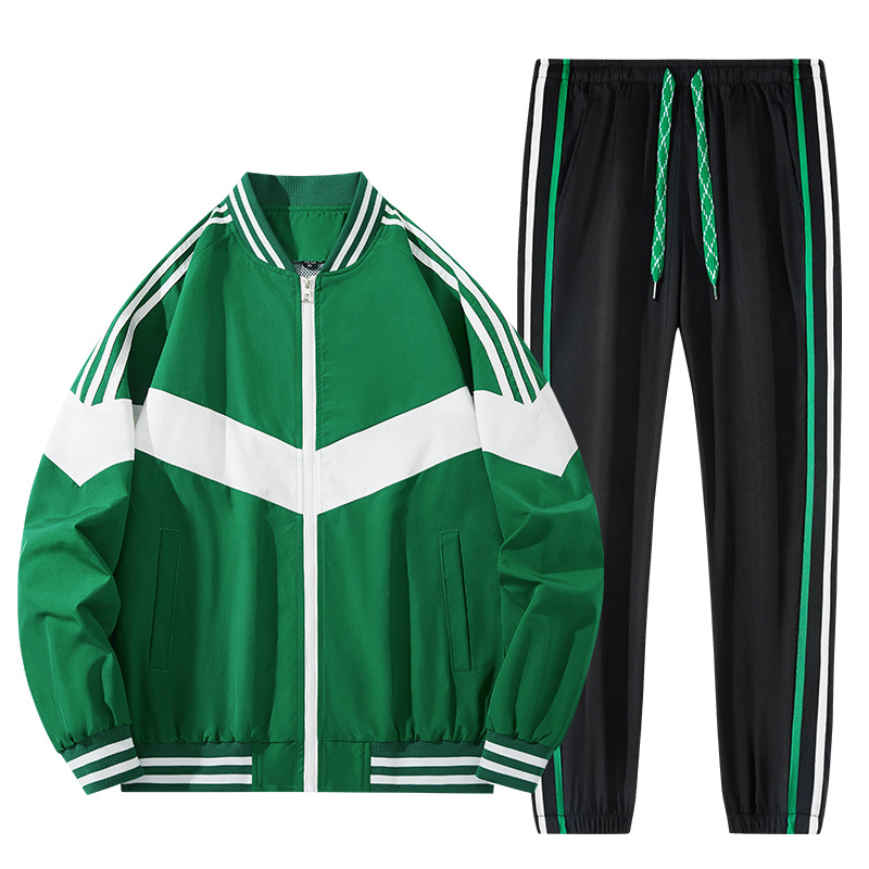Conjunto deportivo de tres rayas para hombre, estilo coreano, informal, moderno, de dos piezas, con chaqueta y pantalones largos, para primavera y otoño.