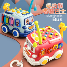 早教親子互動游戲巴士車玩具寶寶釣魚打地鼠敲琴多功能益智玩具