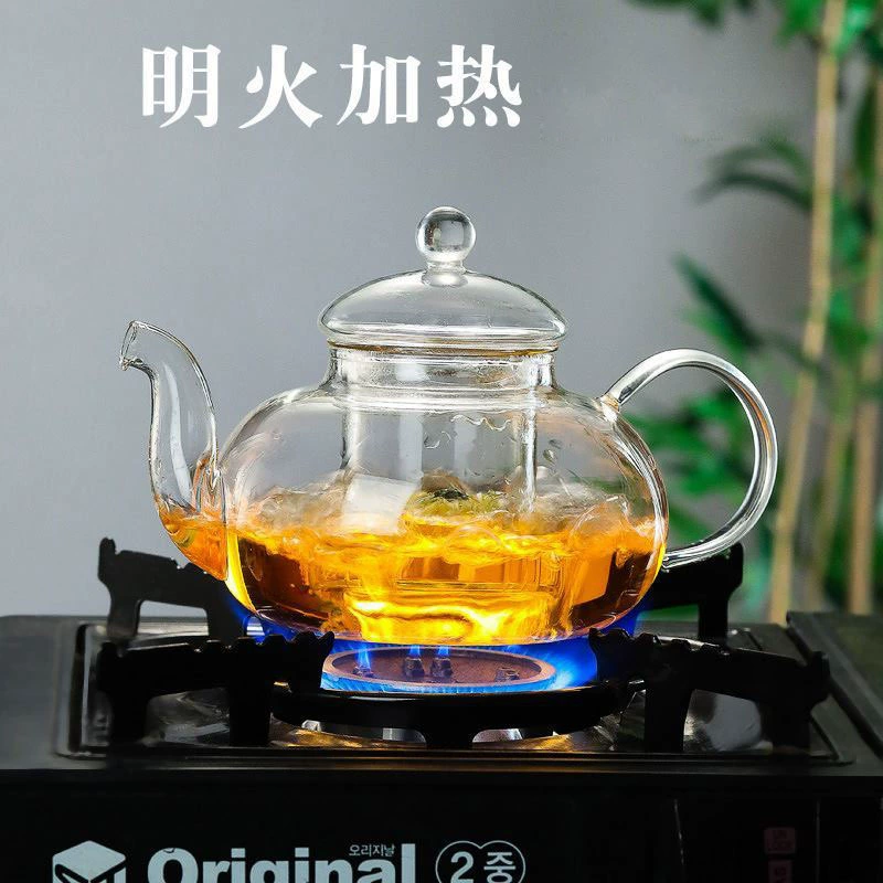 Transparent glass herbal tea, teapot, filter