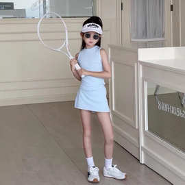 外贸跨境女童2026年新款洋气时髦套装夏装速干运动服网球服夏季潮