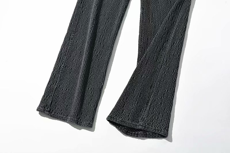 retro high waist woven straight leg jeans  NSAM49133