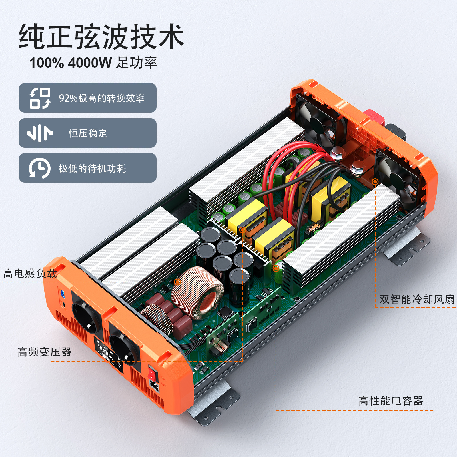 Inversor de onda sinusoidal pura potencia completa 2000W3000W12v24v48V a 220V convertidor de camión doméstico