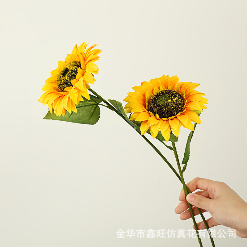 单支向日葵仿真花绢布布艺奶油风温馨家居客厅桌面装饰盆栽永生花|undefined