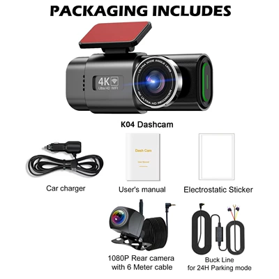 GPS parking monitoring reversing image, Driving recorder - 4k-dual-recording-step-down-line