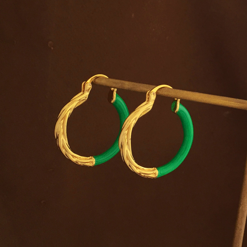 Simple Style Geometric Copper Earrings Enamel Plating Copper Earrings