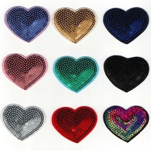 七彩亮片刺绣布贴多色亮片心形绣花贴修补衣贴五星服熨烫贴补丁贴