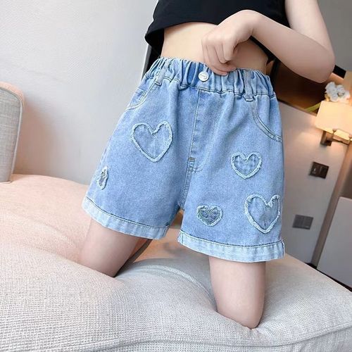 Girls summer shorts 2025 new style mid-large children's children's outer wear loose casual soft denim high-waist shorts