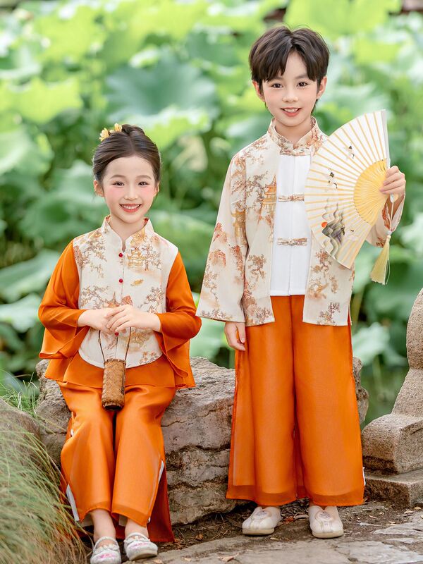 2025儿童汉服古风唐装男女童国学风新中式国风中秋节演出服批发|undefined