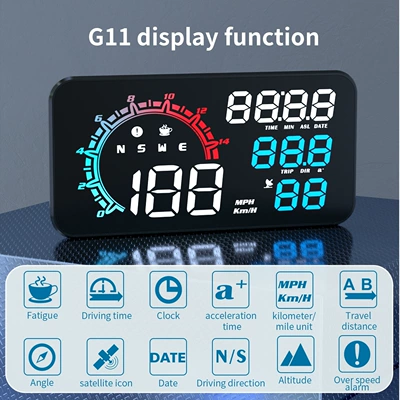 Cross-border universal HUD head-up display for cars, GPS speed, time, date, altitude, compass head-up instrument G11 (Vehicle HUD) - g11-colorful-multifunctional-gps-head-up-display-compatible-with-all-car-models