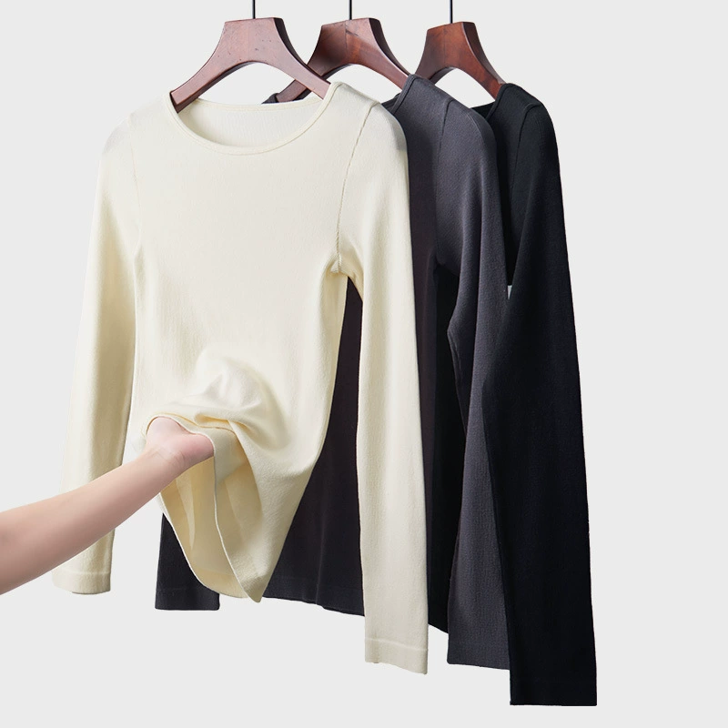 Tanger осенний и зимний шелк Meibi с длинными рукавами и нижней рубашкой с длинными рукавами