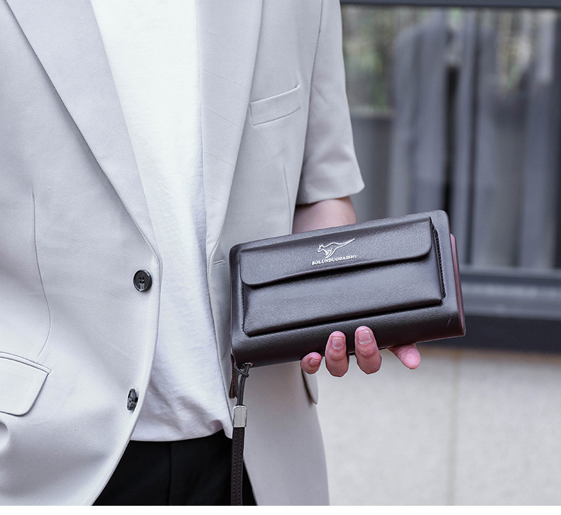 Herrväska clutch med dubbla dragkedjor och plånbok_voghion.com