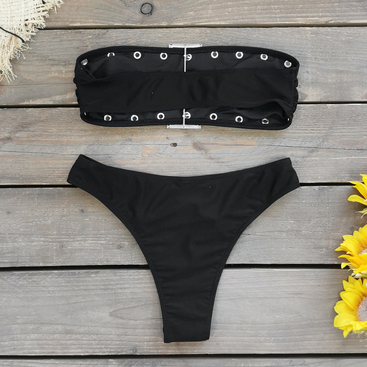 107g Weight Sexy Feel Of Sensation Mid Waist Panties Waist Bikini Panties Style Polyester Fabric Type Swimming Pool, Beach Occasion Solid Color Pattern Women's Gender Round Hole Design Women's Solid Color Round Hole Bikinis Swimwear 8