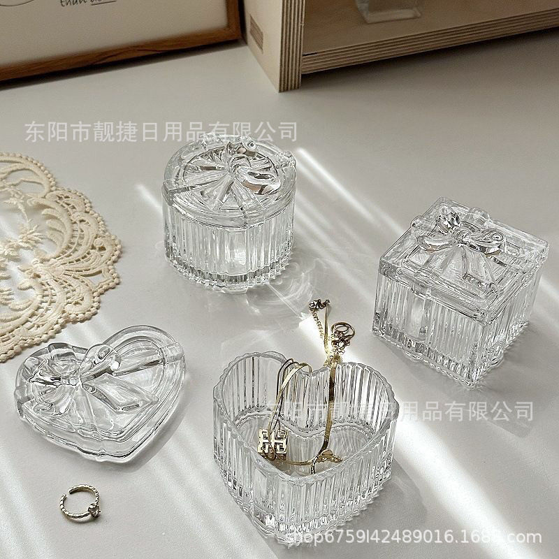 French Glass Jar Jewelry Storage Ashtray Crystal Degaussing Bowl Storage Jar Desktop Ornaments Diffuser Stone Glass Jar