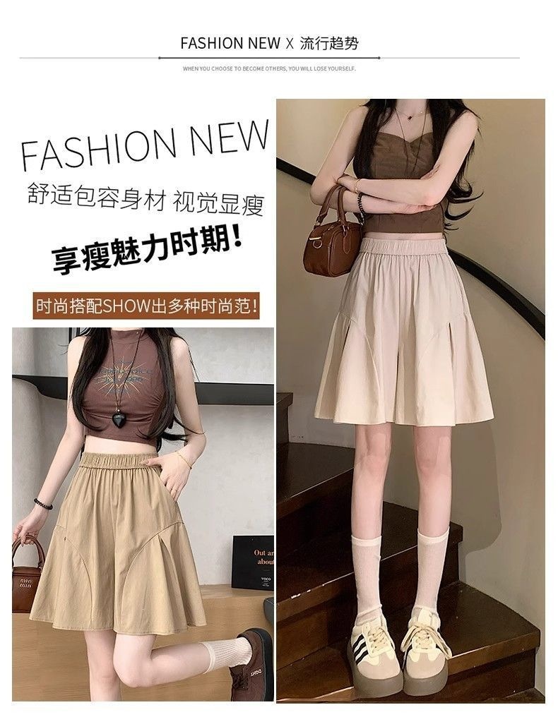 Quần short nữ ống rộng cạp cao mùa hè 2026 siêu rộng dáng suông che khuyết điểm — B5-05=giá trị thông số Kd, (cài 2), Màu đen (Single), Hạnh sắc+Hạnh sắc (hai cái trang phục), Đen+Kaki (2 bộ) chi tiết 5