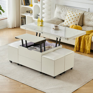 Ft Blister Rock Plate Lifting Coffee Table Modern Simple Small Apartment Multi-functional Coffee Table Dining Table Dual-use Stool Cover