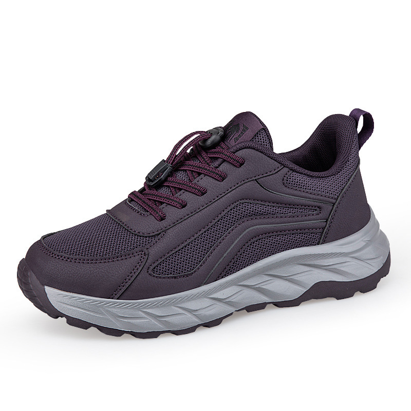 Spring and Autumn Men's and Women's Outdoor Walking Shoes Low-Top Mesh Fabric Dad and Mom Sports Shoes Non-Slip Elderly Running Shoes Wholesale