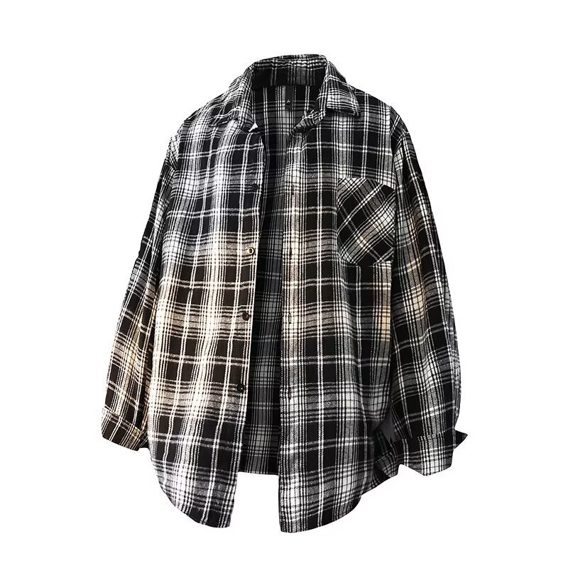 Shirt Men's Spring and Autumn Fashion Brand Vintage Plaid Long Sleeve Men's Shirt Loose Casual Lapel Jacket Men's Top