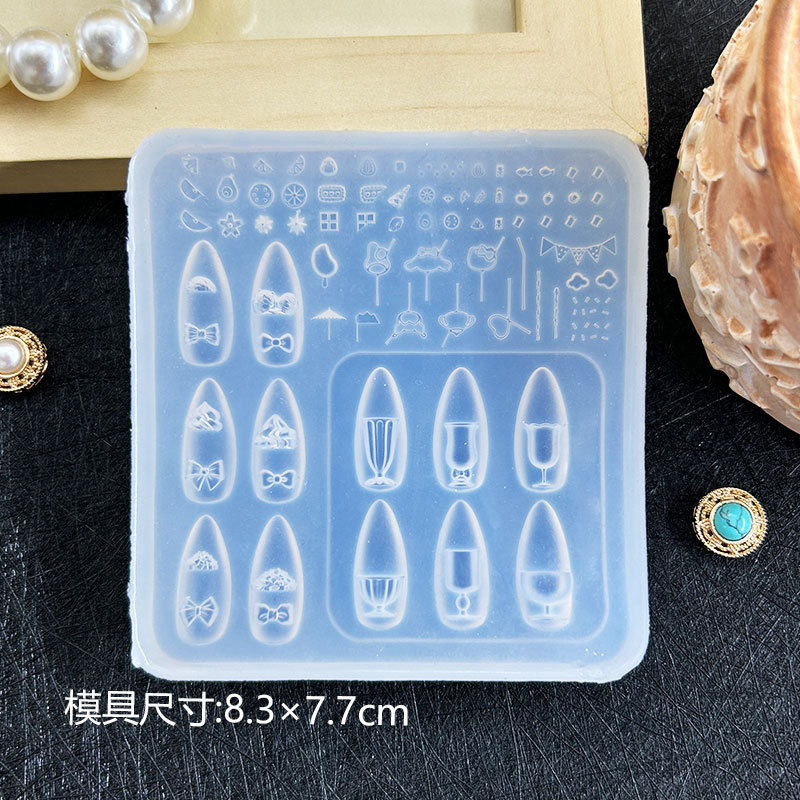微缩可颂面包甜甜圈造型浮雕美甲装饰 高透模具diy创意雕花胶模|undefined