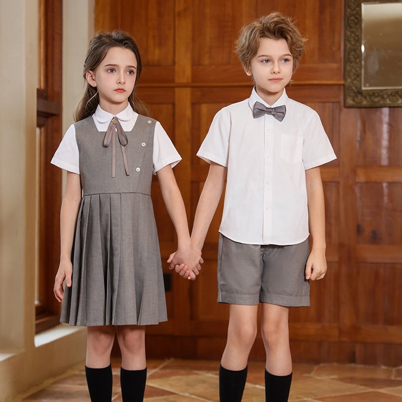 夏季校服儿童套装英伦风男童装毕业照衬衫中小学生班服幼儿园园服