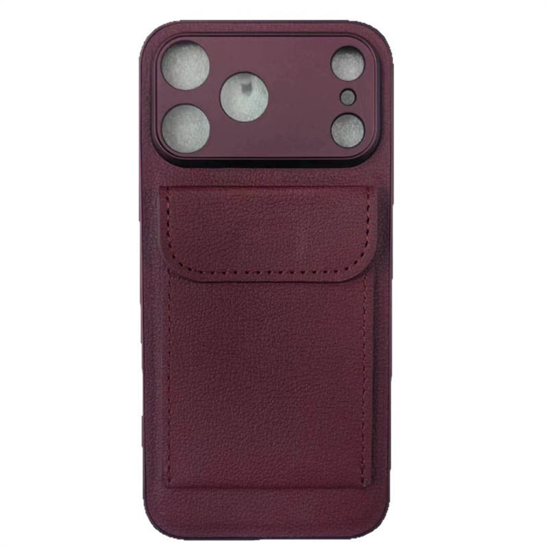 Aplicable para iPhone18PROMAX estuche de teléfono móvil simple litchi estampado tarjeta bolsa soporte manzana 17 anti-caída 16 transfronterizo