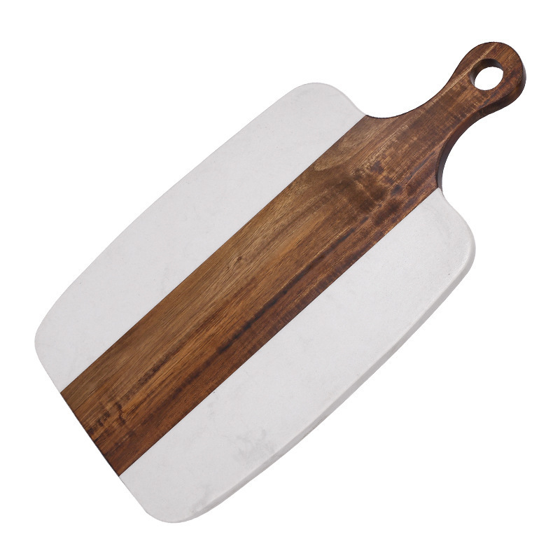 Raqueta de madera de mármol blanco