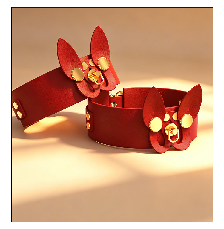 SM Bunny Girl PU Leather Hand Accessory in Black-Red for Adult Couples — detail image 30