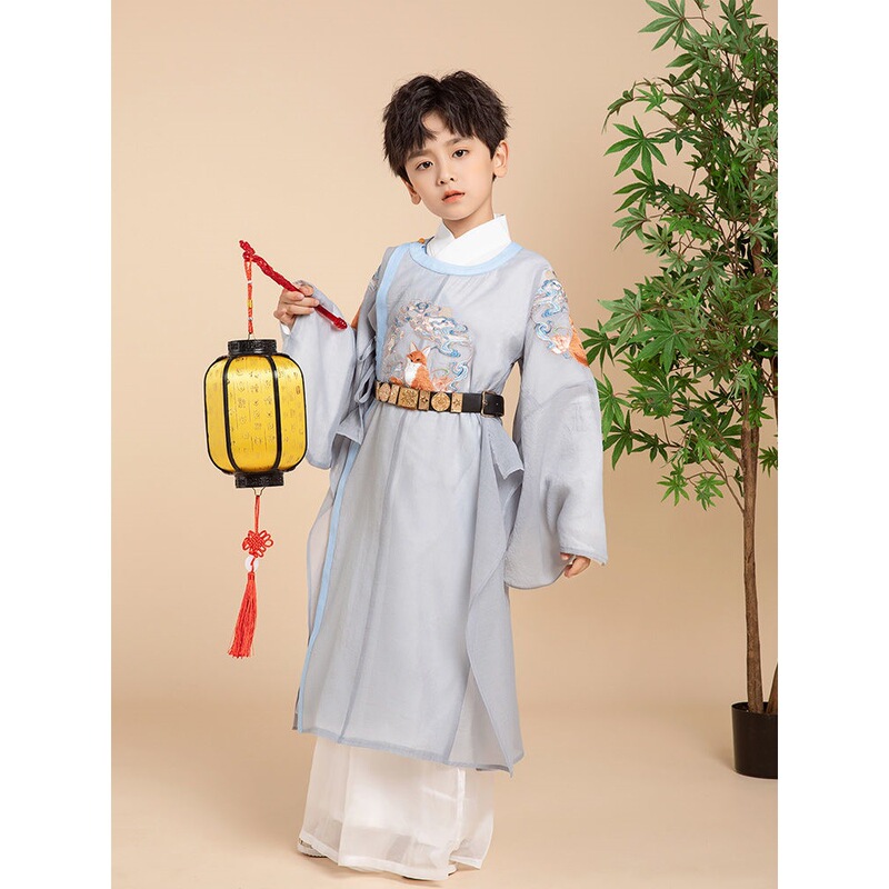 汉服男童国学服中国风儿童表演服春夏男孩三字经演出服装国潮古装|undefined