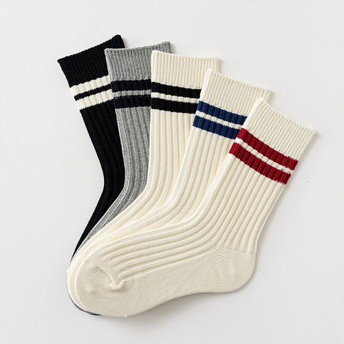 SUPRSOX spring and summer new striped double-needle socks, retro European and American simple mid-calf socks, Korean Hong Kong style men's socks