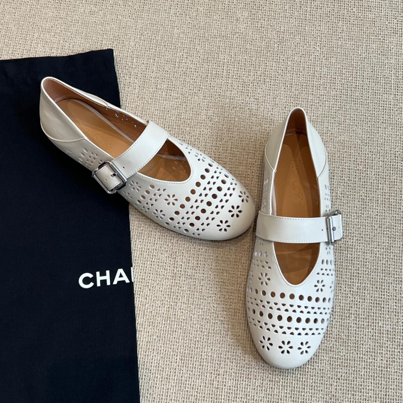 In-Stock French-Style Hollow-Out Women's Mary Jane Shoes, Summer Breathable Flat Shoes, Shallow Ballet Shoes, Cross-Border Trade Shoes