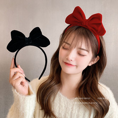 Red Velvet Bow Headband for Women, 2022 New Arrival Autumn/Winter Retro Hairpin, Cute Plush Hair Clip