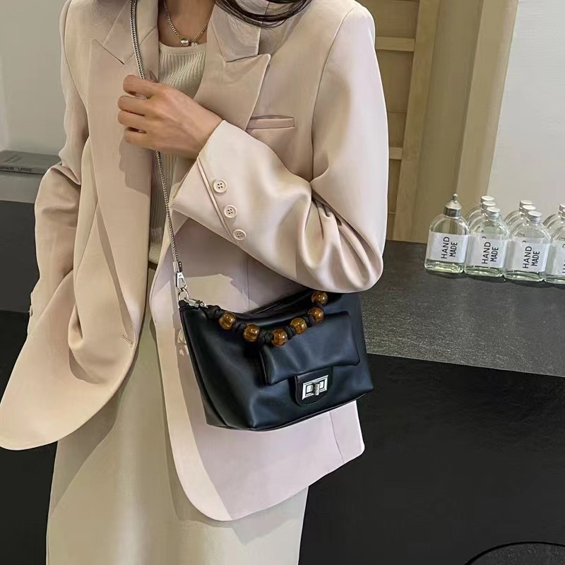 Borse versatili in stile europeo-americano con perline, borse da donna semplici ed eleganti, nuove borse a tracolla e a spalla._voghion.com