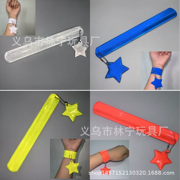 Reflective Pat Ruler Five-pointed Star Pendant Children's Riding Outdoor Safety Reflective Bracelet Bicycle Decoration Accessories