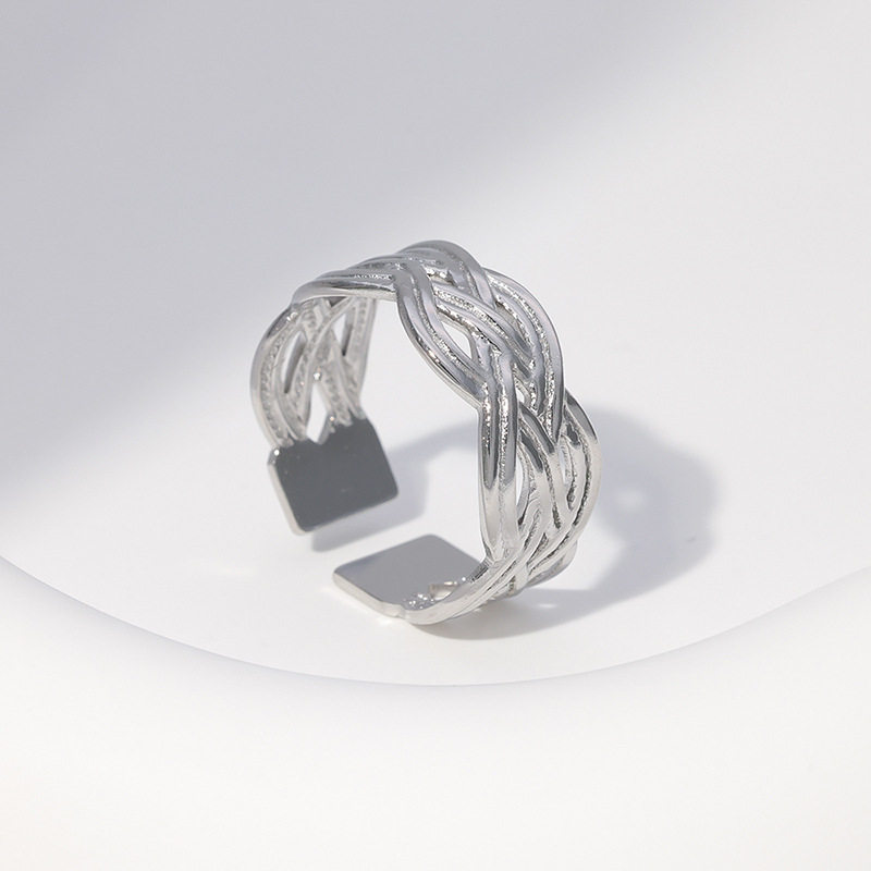Stone-Free Inlay Material Open Ring Classification 1 Piece Quantity Ig Style Simple Style Solid Color Stainless Steel Plating Hollow Out Open Ring