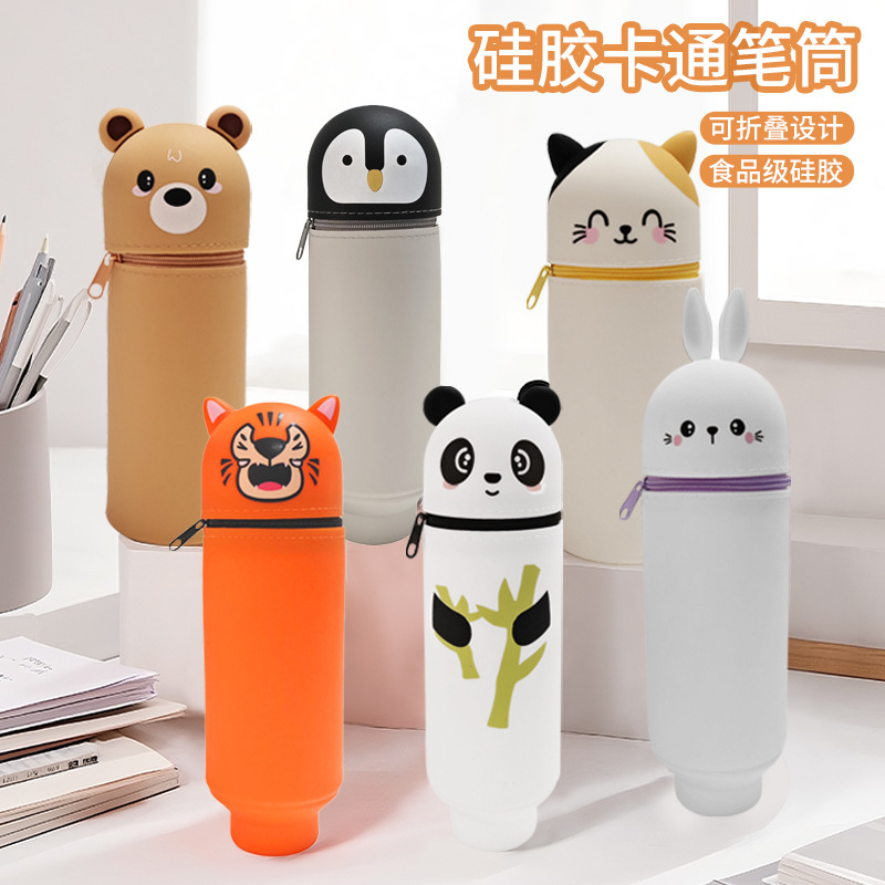 Estuche de lápices de silicona con diseño de panda