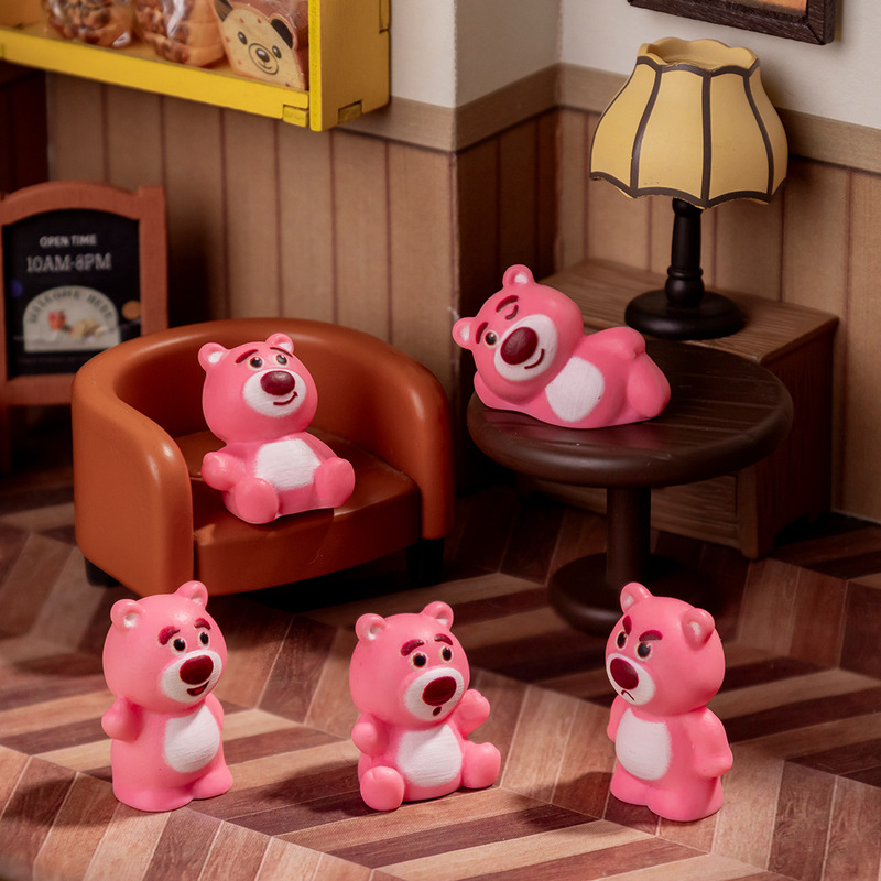 クリエイティブイチゴクマ樹脂クラフト装飾装飾品 diy ソリッドカラーかわいいかわいい手作り小動物装飾品|undefined