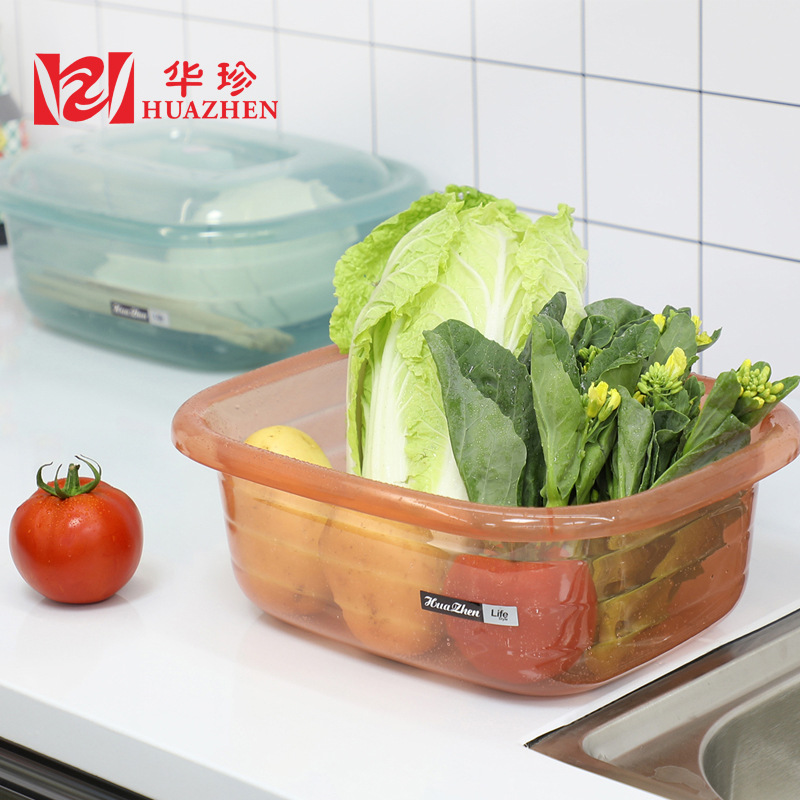 洗菜盆厨房淘菜神器家用加厚带盖碗盆透明防尘大容量收纳盆