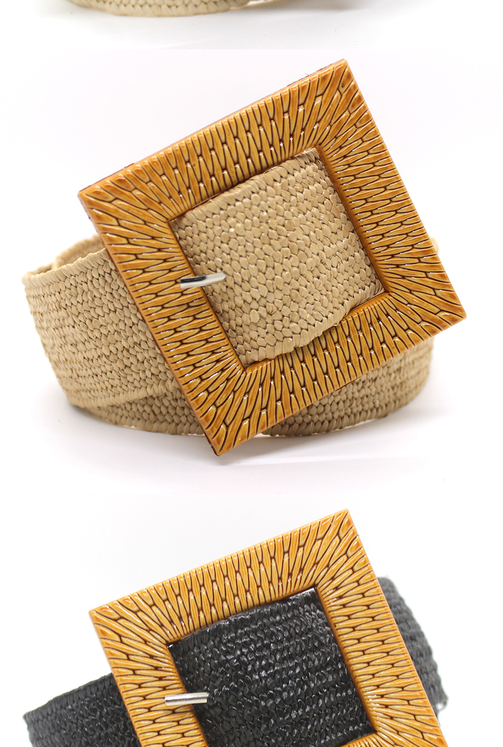 120g Weight Belt Classification Basic Simple Style Square Straw Women's Woven Belts